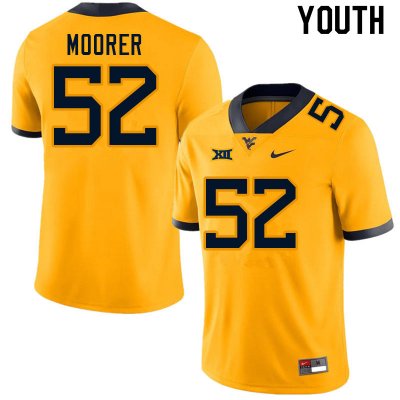 Youth West Virginia Mountaineers NCAA #52 Parker Moorer Gold Authentic Nike Stitched College Football Jersey JO15Y30LS